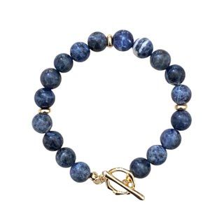 SODALITE BRACELET Blue Beaded Toggle Closure NEW